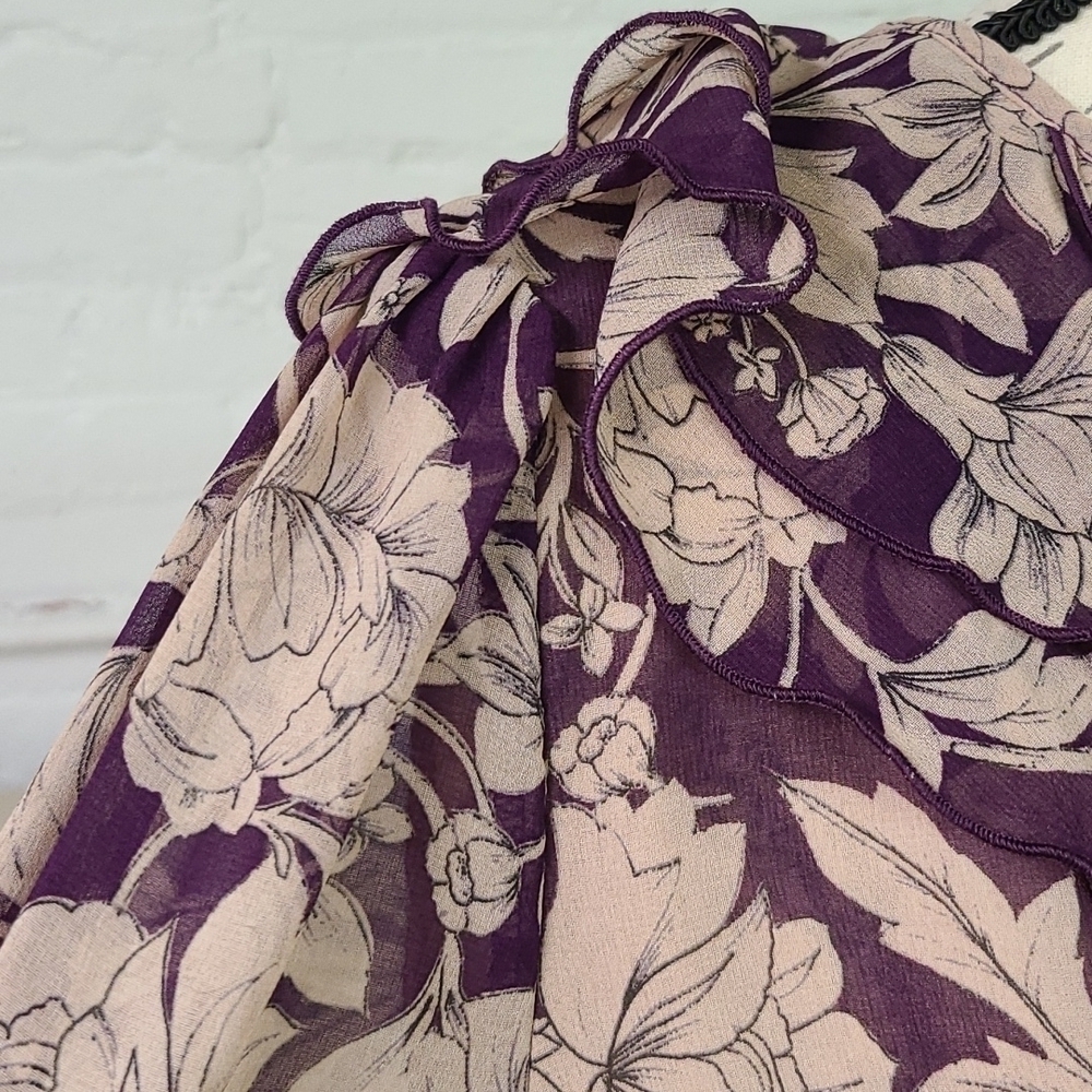 - ZARA Dress Ruffled Floral Size Medium - Picture 4 of 12